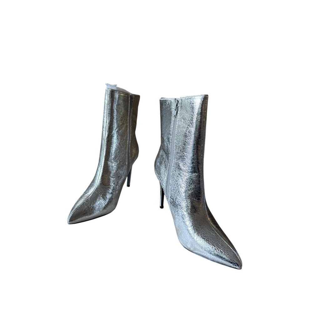 Steve Madden Lyricals MIA Mardi Silver‎ 3.5'' Stiletto Heel Ankle Boots Size 8.5